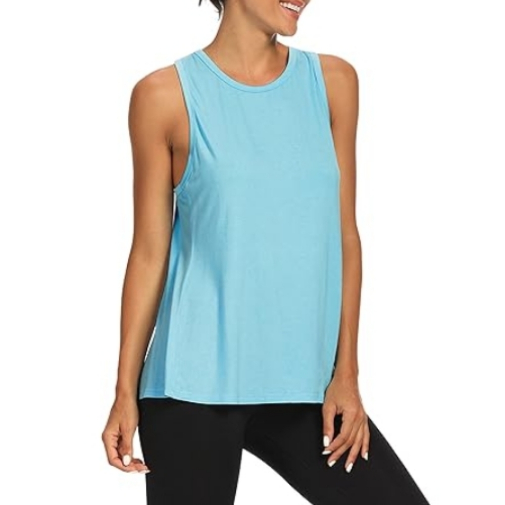 Bestisn Workout Tops Open Back Gym Workout Tie Back Musle Tank Blue